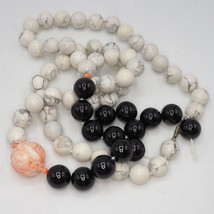 Vintage Statement Heavy Necklace Magnesite &amp; Onyx for Repair - $34.64