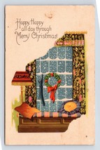 Snow View Through Window Happy Happy All Day Through Christmas DB Postcard D17 - £2.92 GBP