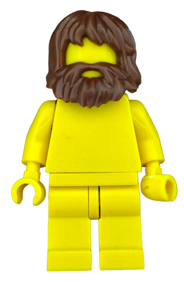 Minifigure Wig, Brown Hair Shaggy with Beard and Mouth Hole - UB1388 - $2.64