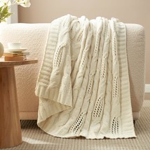 Amélie Home Chunky Knit Chenille Throw Blanket, Breathable Cable, 50 X 60 Inch - £40.07 GBP