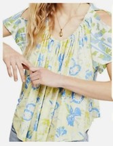 Free People T-Shirt Medium M Yellow Printed Lemon Gelato Baja Babe Cold ... - £6.71 GBP