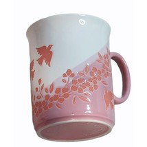Vintage Pink White Mug Embossed Flowers Doves Birds EIT Coffee Tea Cup - £10.99 GBP