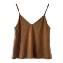 Cherry Aka Women&#39;s Faux Suede Cami Top Sleeveless Size S/M Camel Brown - $188.27 MXN