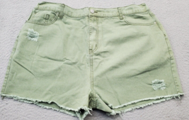Hayden Jeans Shorts Womens Size 1XL Green Cotton Cut Off 5 Pockets Low W... - £15.14 GBP