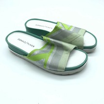 Donald Pliner Womens Slide Sandals Slip On Fabric Striped Green Gray Size 5 - £19.10 GBP