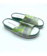 Donald Pliner Womens Slide Sandals Slip On Fabric Striped Green Gray Size 5 - £18.91 GBP