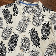 Tommy Bahama 100% Silk Black White Pineapple Button Up Shirt Short Sleeve Large - $26.89