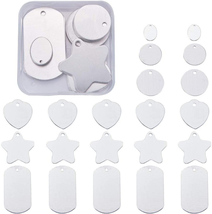 BENECREAT 30 Pack Mixed round Stamping Blanks Heart Aluminum Blank Pendants with - £20.32 GBP