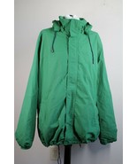 Lands End L 42-44 Green Nylon Windcheck Windbreaker Hood Jacket Coat - £17.15 GBP