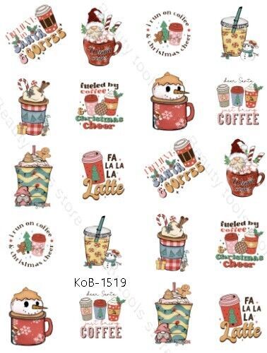 Nail Art Water Transfer Stickers Decals Funny CHRISTMAS COFFEE KoB-1519 - $2.99