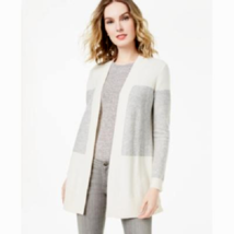 New Charters Club Ivory Gray Color Block Cashmere Cardigan Size M $199 - £63.86 GBP
