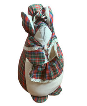 Vintage Mouse Door Stopper Weighted Christmas Country Farmhouse Red Green Plaid - £14.62 GBP