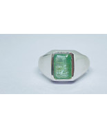 Natural emerald men ring in 925 sterling silver - £142.65 GBP