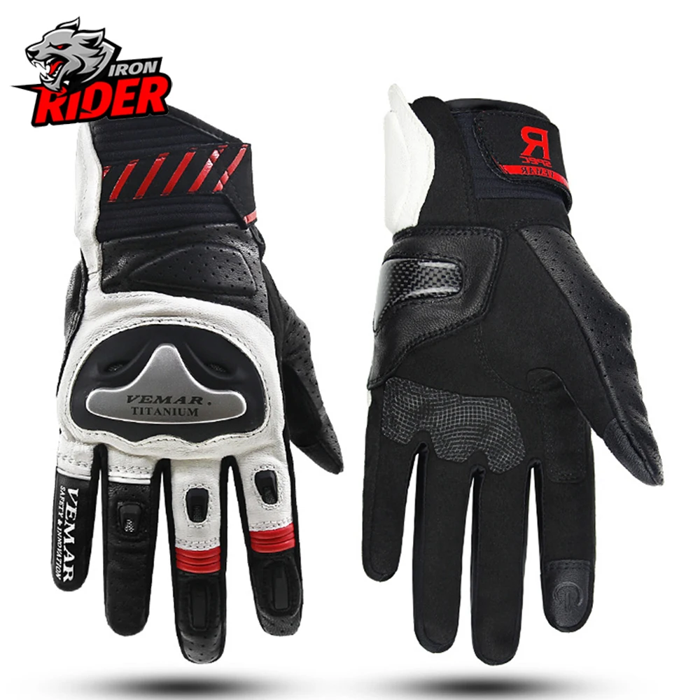 Motorcycle Gloves Man Leather Retro Motorcyclist Gloves Touch Screen Pro... - $15.31+