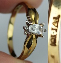 Estate Sale! 10k Gold Solid Ring White Topaz Gemstone &quot;Jal&quot; Size 6 Tested - £94.80 GBP