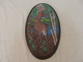 Home Decor Vintage Holland Mold Deer In Woods With Stream Nature Scene 3... - $29.48
