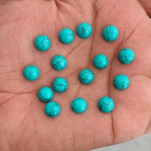 5x5 mm Round Lab Created Blue Turquoise Cabochon Loose Gemstone Lot 10 pcs - $7.91