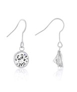 Silvertone Rhodium Plated Brass Bezel 9mm Round Cubic Zirconia Dangling ... - $32.30 CAD