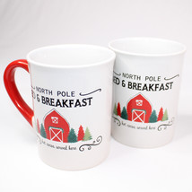 Christmas Coffee Mug Tea Cup North Pole Bed &amp; Breakfast Hot Cocoa Red Ba... - $19.25