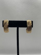 Gold-Tone Ribbed Clip-On Hoop Earrings For Women - $15.61