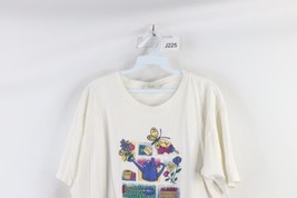 Vintage 90s Streetwear Womens XL Thrashed Nature Butterfly Flower T-Shirt White - £27.25 GBP