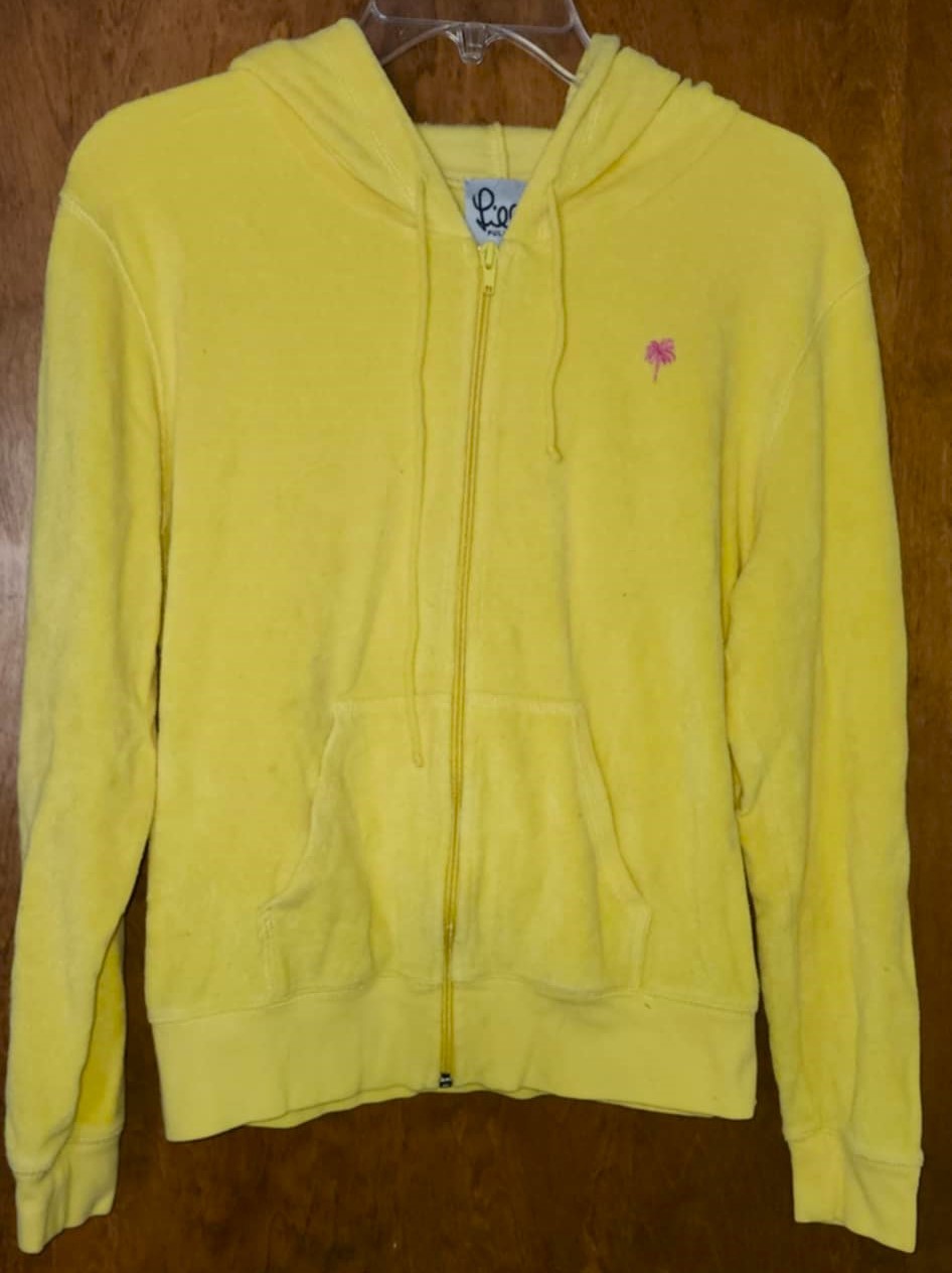 Lilly Pulitzer Yellow Hooded Knit Jacket Size Large - $20.99