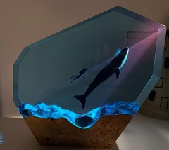 Resin Ocean Lamp Submariner Whale Decoration Creative Crafts Home Decoration - £99.18 GBP