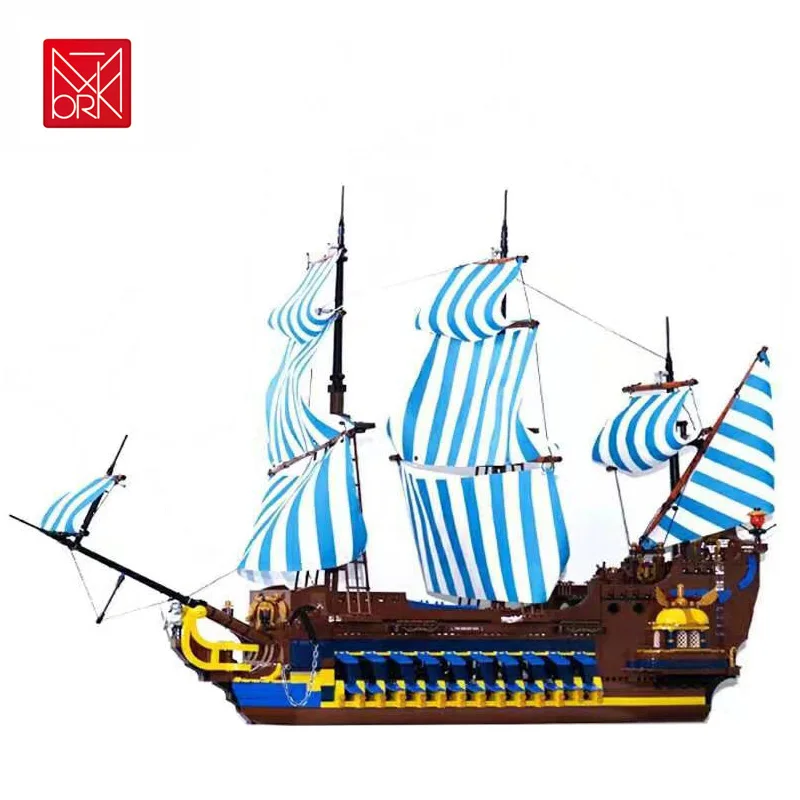 NEW Adventure Paddle Blue Sail pirate Ship Building Blocks 3265pcs Const... - £191.63 GBP