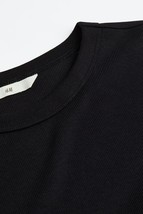 H&amp;M Ribbed Modal-blend Basic Black Long Sleeve Top (size M) - £15.49 GBP