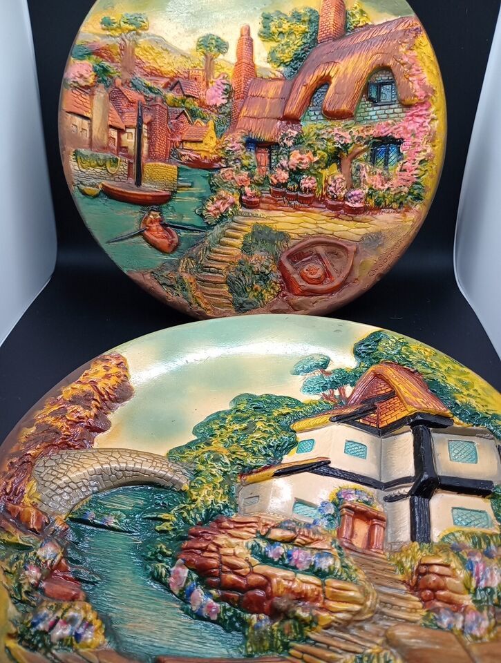 Vintage England Cottagecore Victorian Handpainted Ceramic Plates Wall ...