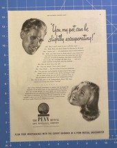 Vintage Print Ad Penn Mutual Insurance Philadelphia Husband Wife 13.5&quot; x... - $11.75