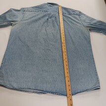 Dickies Genuine GL300SNB Men's Blue Distressed Denim Button-Down Shirt Size L image 11