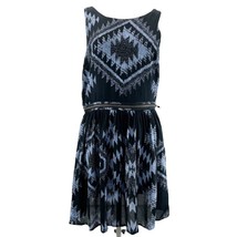 Topshop Womens 12 Tribal Ikat Caged Back Pinafore Dress Black Blue Zippers - £23.10 GBP