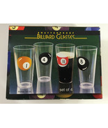 Set Of 4 Billiard Pool Ball Glasses SHATTERPROOF 18 oz.  - $29.69