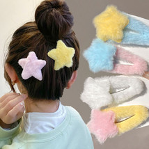 SH Star Shape Plush Hair Clip Hair Accessories Fluffy Pentagram Star Hai... - £2.35 GBP