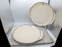 Vintage Salem China Sturdi-Ware Charger Dinner Plates Cream w/ Brown Vet... - $19.96