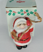Vintage Russ Santa Christmas Climbing Kringles Porcelain Hanging Ornament - £6.19 GBP