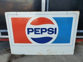 HUGE Vintage 1970s Pepsi Cola Stout Metal Soda Sign  - £432.93 GBP