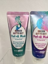 (2) Bio Miracle Peel Off Masque Mermaid Unicorn Glitter Dust Girl Gift Set Xmas - £6.38 GBP