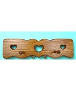 Handmade Solid Oak 18&quot; Wall Mount 2 Peg Coat/Key/Hat Rack Heart Cutout A... - $135.81 CAD