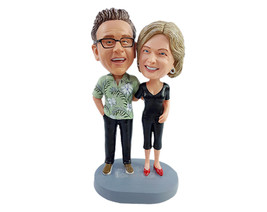 Custom Bobblehead Happy couple on vacations wearing nice hawaiian shirt and cool - £121.06 GBP