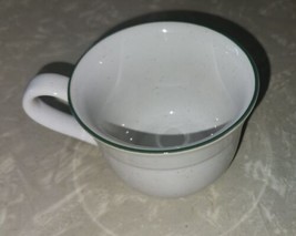 Vintage Royal Prestige Genuine Stoneware Green Stripe Rim Coffee Mug Speckles - £7.82 GBP