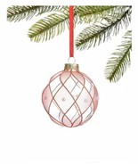 Holiday Lane Ballet Glass Ball w/Pink Pattern and Imitation Pearl  Ornament - £8.65 GBP