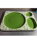 Vintage 1950s Green Flowers Plastic Picnic Trays 13x9 Set 4 Partywear - $46.42