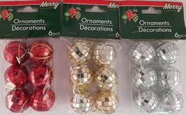 Christmas Ornaments Disco Balls 1 Inch w Loops 6 Ct/Pk  SELECT: Red, Gol... - £2.32 GBP+