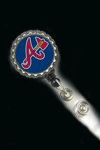 Atlanta Braves work Retractable Reel ID Badge Holder nurse cna secretary... - £3.82 GBP