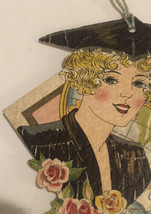 vintage Tally Card Young Woman Graduation Hat Black Box2 - £7.81 GBP