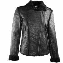 Mauritius Women&#39;s Moto  Leather Jacket with Faux Fur Lining - £180.37 GBP