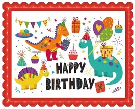 Kawaii Dino Dinosaur Edible Image Cake Topper Frosting Sheet Icing Paper... - £13.19 GBP