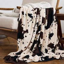 Yiyhuxf Cow Print Blanket 60&quot; X 50&quot; Western Cute Flannel Fleece Decorative Bed - £30.09 GBP